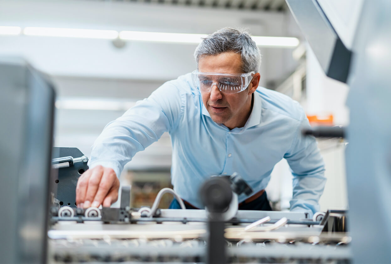 man operating a machine